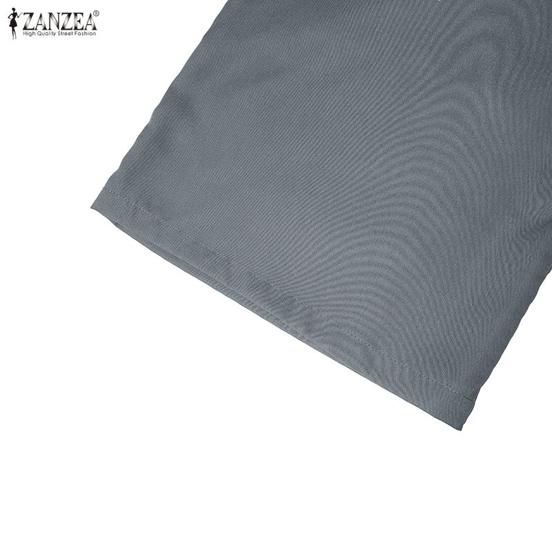 ZANZEA Womens Casual Solid Color Loose Commute Wide Leg Pants