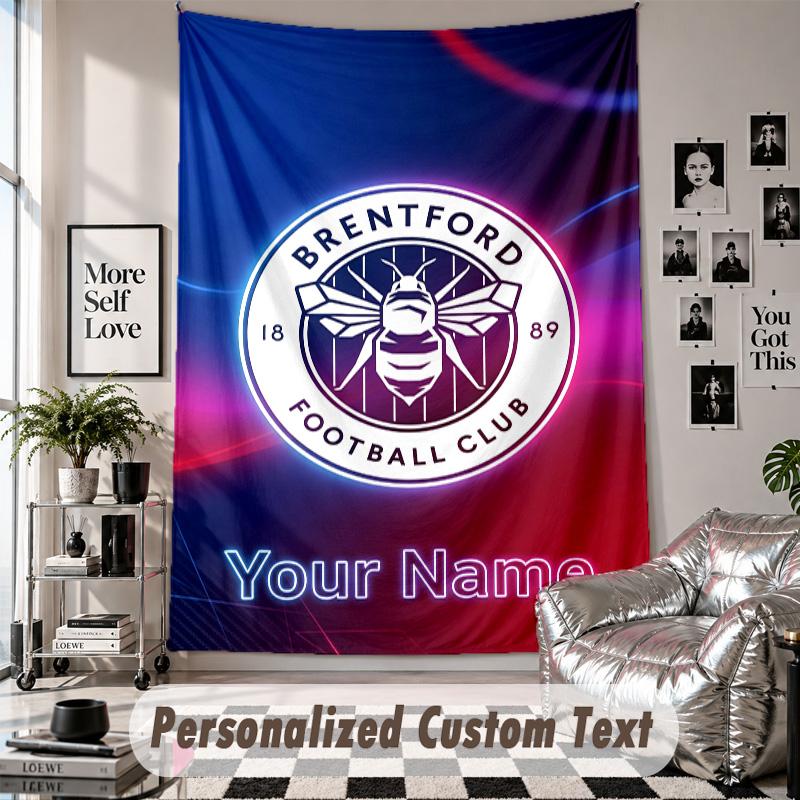 Custom Tapestry Wall Hanging, Brentford Football Personalized Name Text Home Wall Decor
