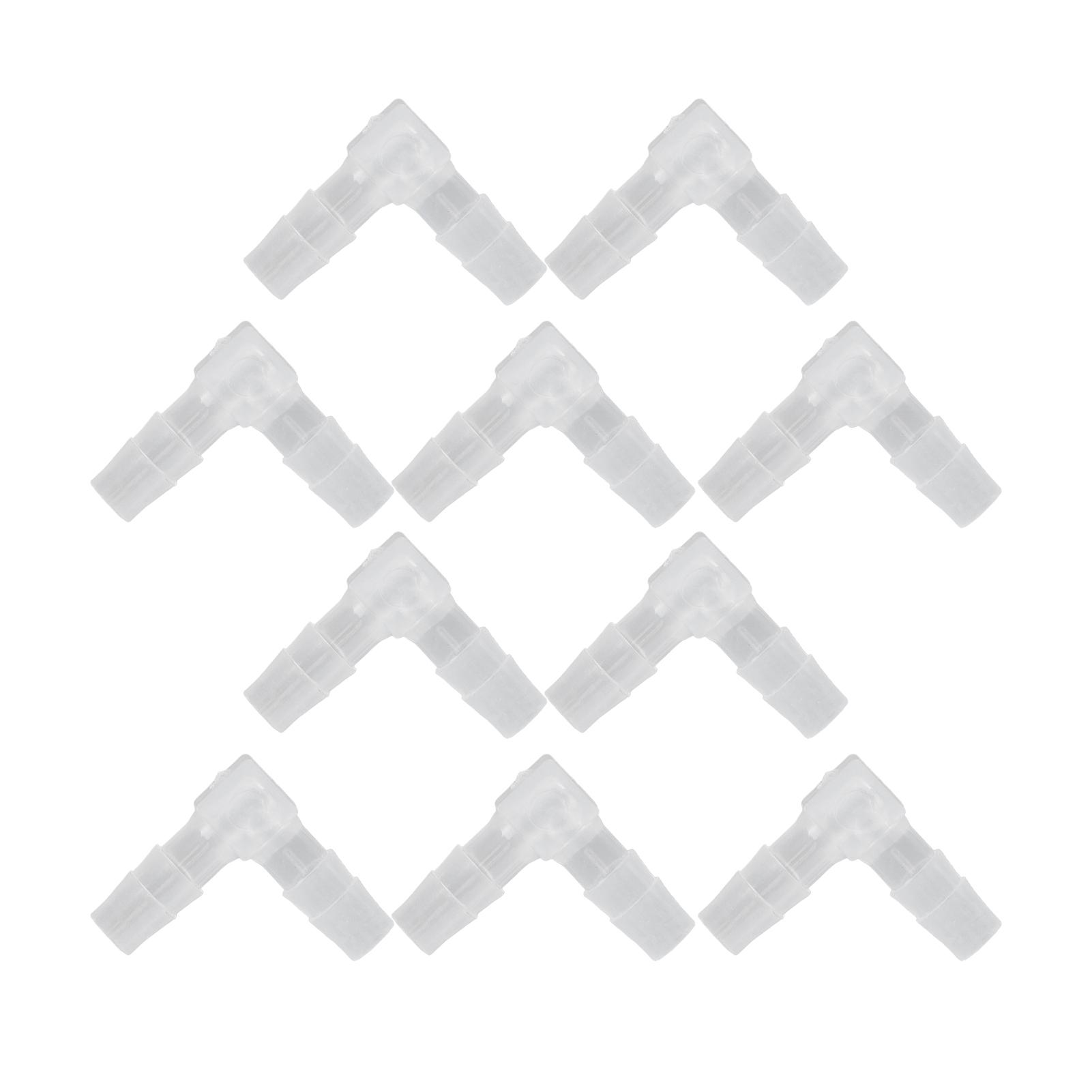 

10 шт. Пластмасовий фітинг із коліном для шланга 90 градусів з рівними колючими шарнірами L-форми для акваріума 6mm / 0.24in Dia