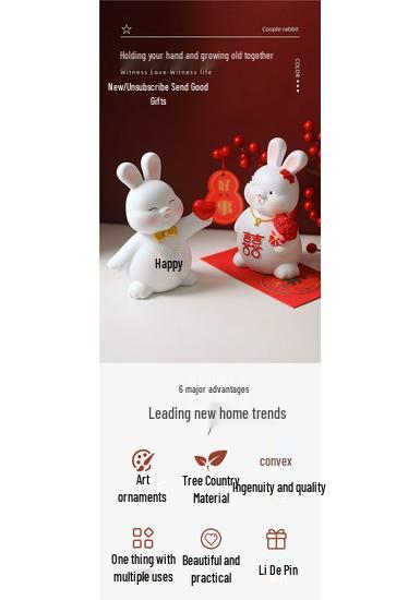 Creative Rabbit Figurine: Festive Newlywed Gift & Decoration for Couples