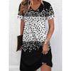 3D Retro Elements Geometric Print Summer Dress Short Sleeve V-Neck Casual Vacation Dress for Women