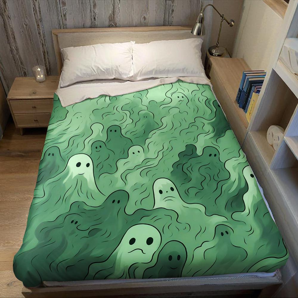 Misty Ghosts Flannel Blanket Warm Soft Halloween Christmas Couch Warm Cozy Decorative Decor Gift for All Season