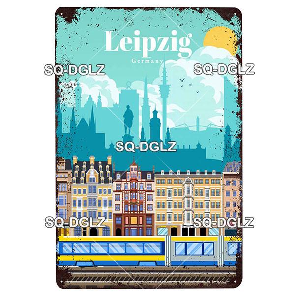 [SQ-DGLZ]Europa Stadt Metall Zeichen Vintage Plaque Platte Dekor Für Pub Bar Wand Dekor Zinn Zeichen Budapest/Moskau/Brügge Poster Geschenk