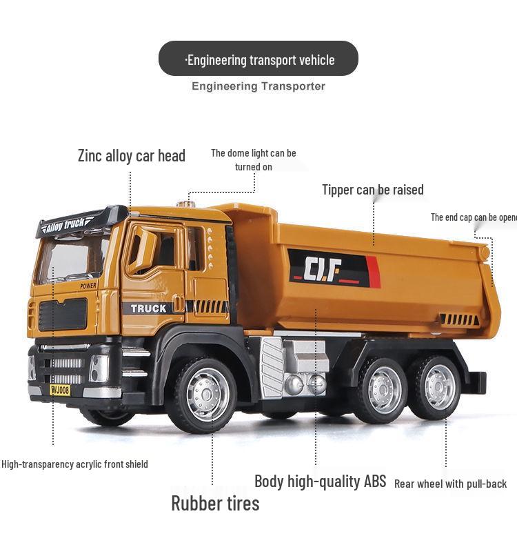 Car Cube Alloy Construction Vehicle Set: Loader, Excavator, Crane, Mixer Truck, and Road Roller Toy