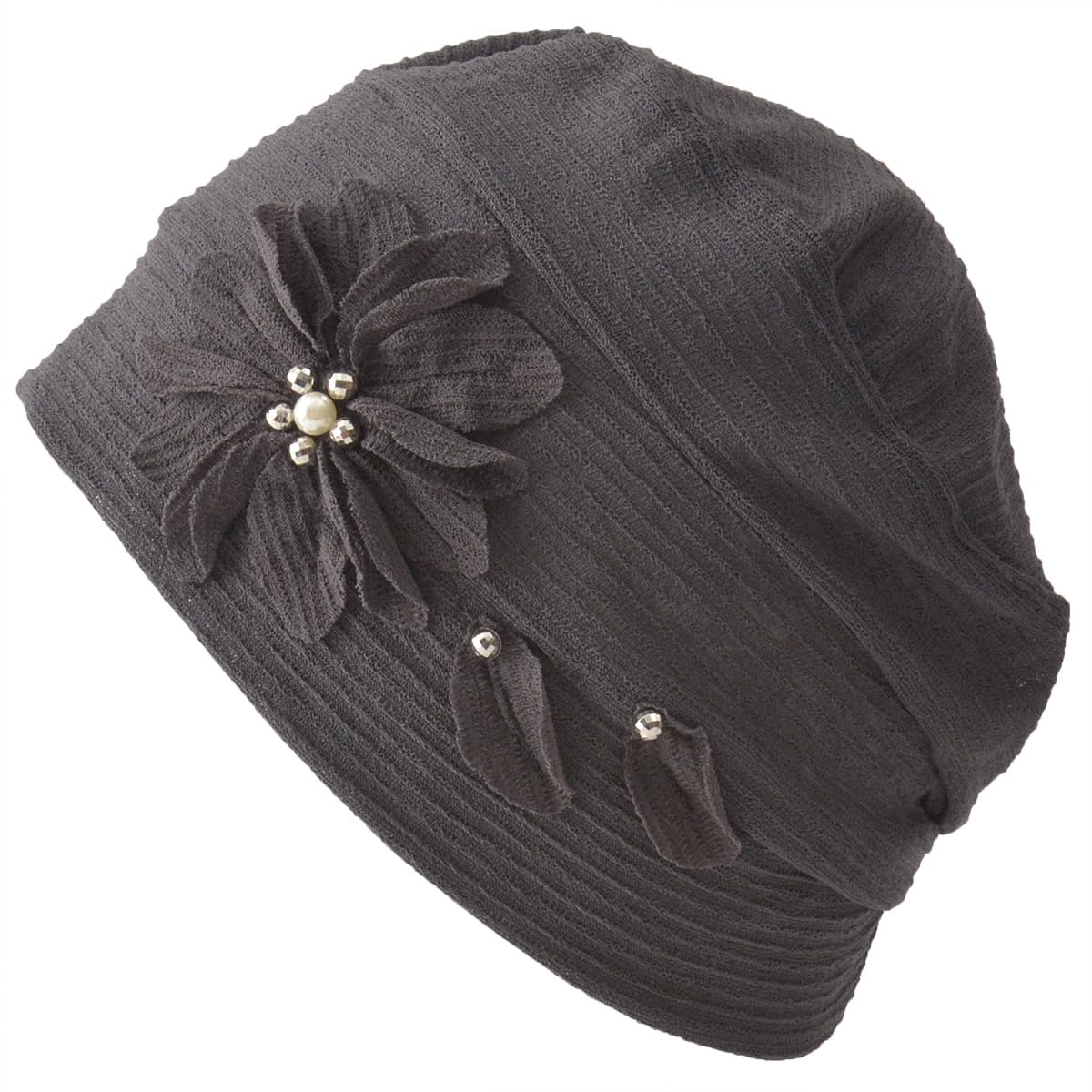 

ШАРМ Цветок Корсаж Прозрачная Шапочка-бини Стильная Элегантная Шляпа Большого размера [Один размер/Угольно-серый]