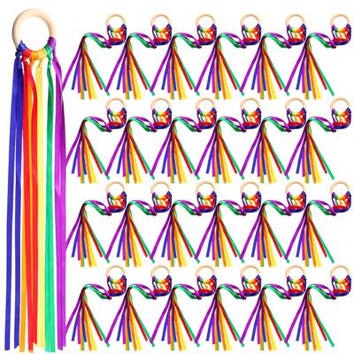 Regenbogen Handdrachen Kreatives Tanzband Streamer Mit Holzring Handgelenk Sensorisches Spielzeug Kinder Geburtstagsfeier Mitgebsel Geschenke