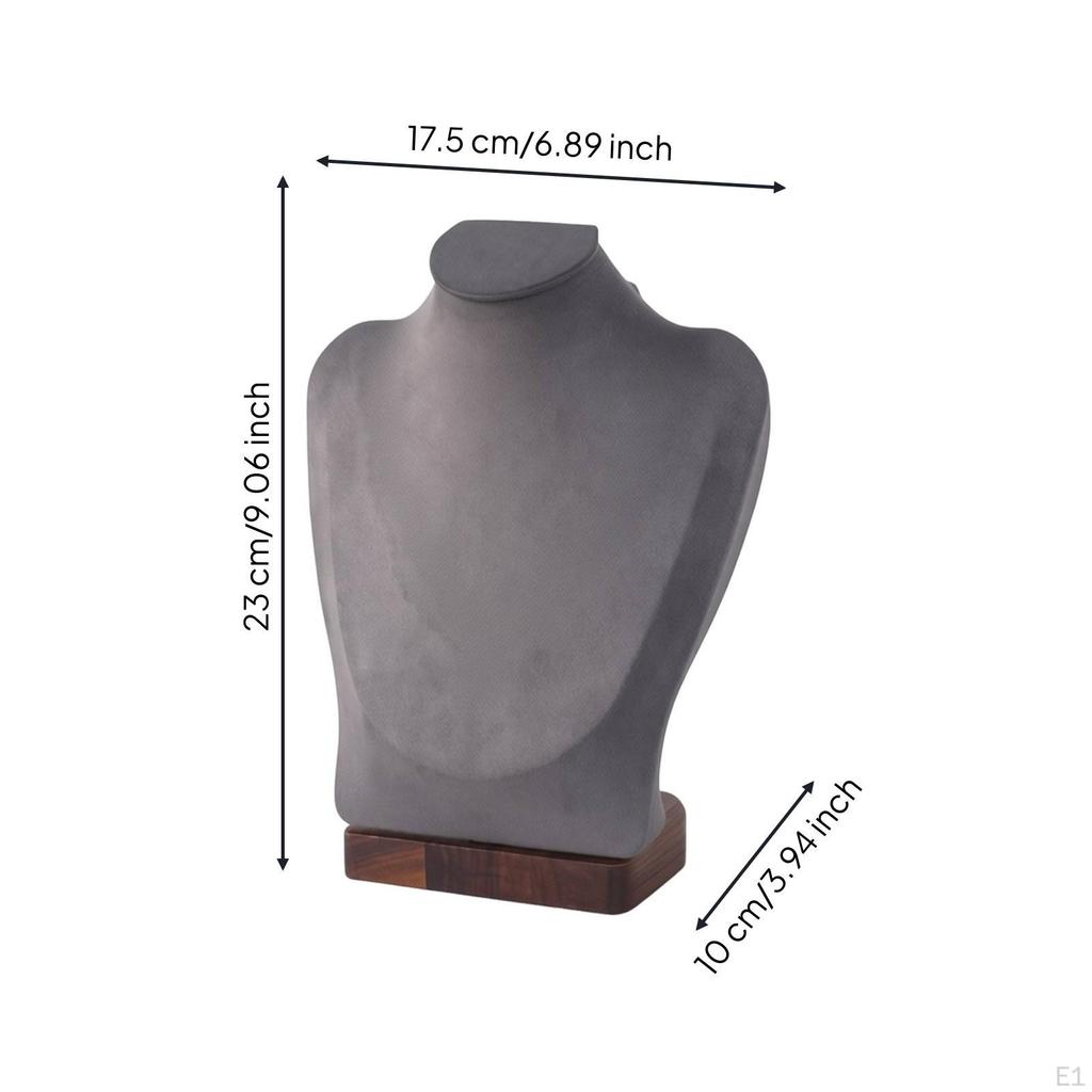 Necklace Display Stand Walnut Holder clothCovered for Jewelers, Vendors, Boutiques,