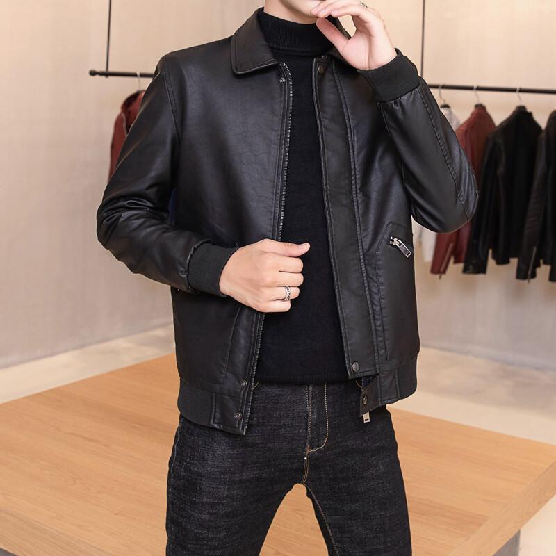 

Кожаная куртка мужская свободная корейская версия молодежной красивой новой весенне-осенней одежды мужская кожаная куртка 2XL