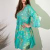 Coral Print Dress Turquoise Gold Nomad