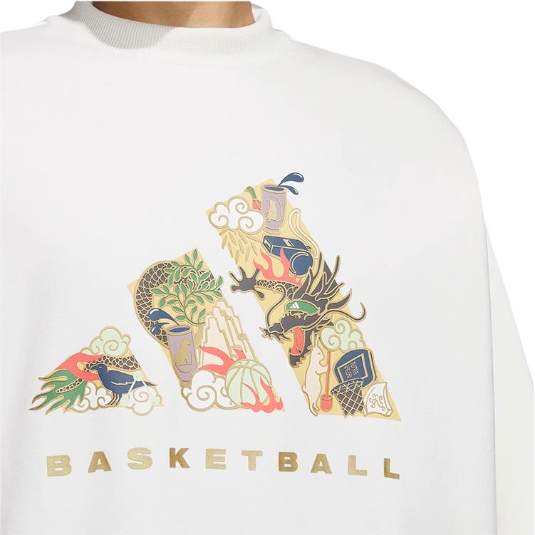Adidas Originals FW23 Dragon Year CNY Series Pullover Hoodie With Dragon Logo Unisex Tops White JE3498