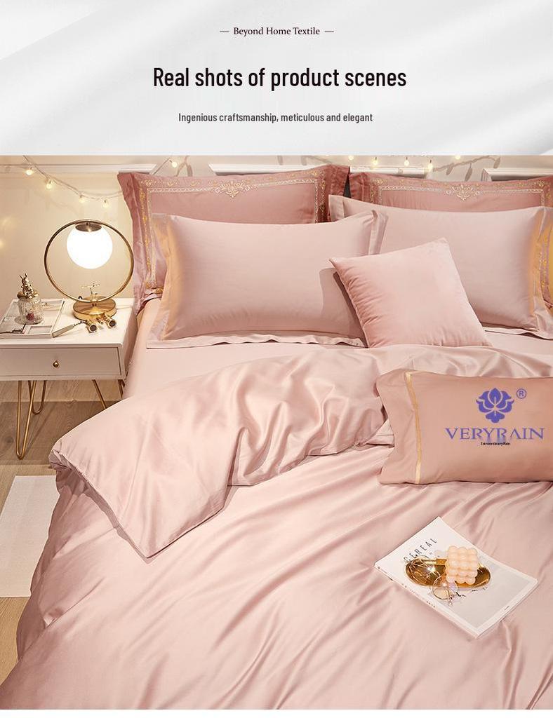 50S Pure Cotton Sateen Solid Color Brocade Fabric Duvet Cover & Bed Sheet Hotel Collection