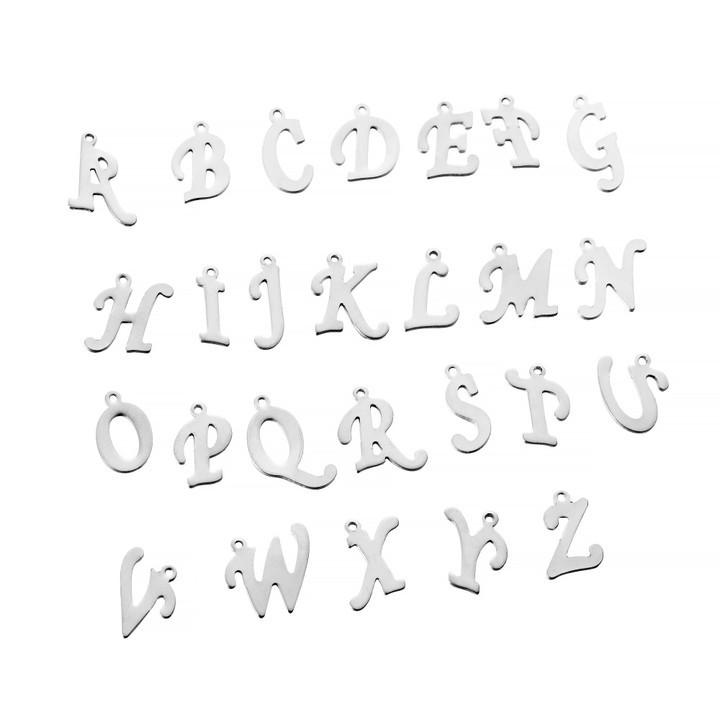 26 Stück/Los Goldfarbe Edelstahl A-Z Buchstaben Anhänger Alphabet Charms Anhänger für DIY Halskette Schmuckherstellung Zubehör