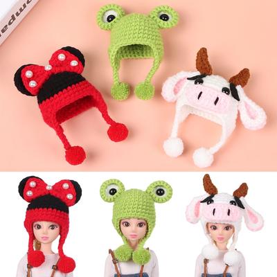 Accessories For Obitsu11 Dolls Cartoon Knitted Hats Animal Ear Caps Doll Knitted Hat 1/12bjd Hat