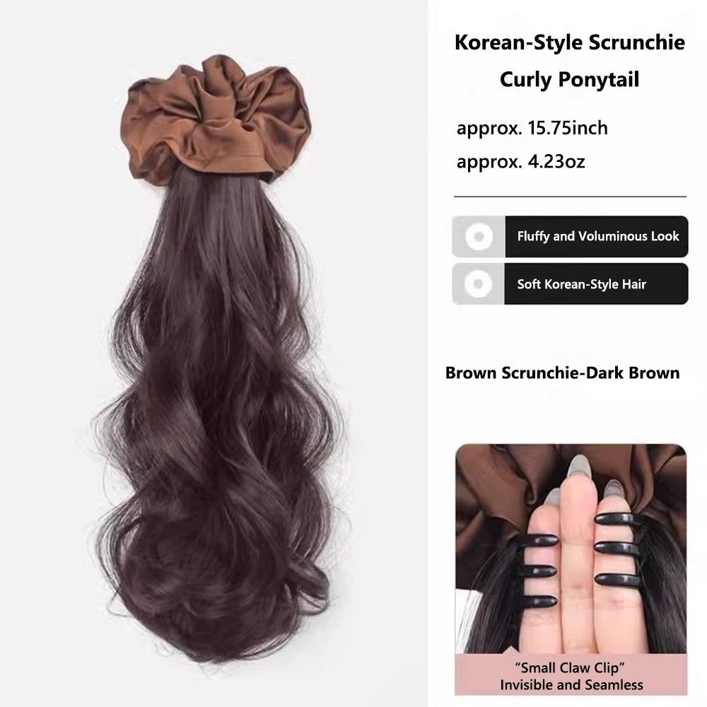 Korean Style Braided Wig Hair Claw Clip Curly Elastic Hair Tie Trendy Hair Scrunchie  for Women