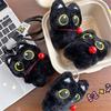 Cute Bell Black Cat Squeak Plush Doll Keychain Pendant Lanyard Stuffed Toy Backpack Charm Bag Ornament Couple Accessory Kid Gift