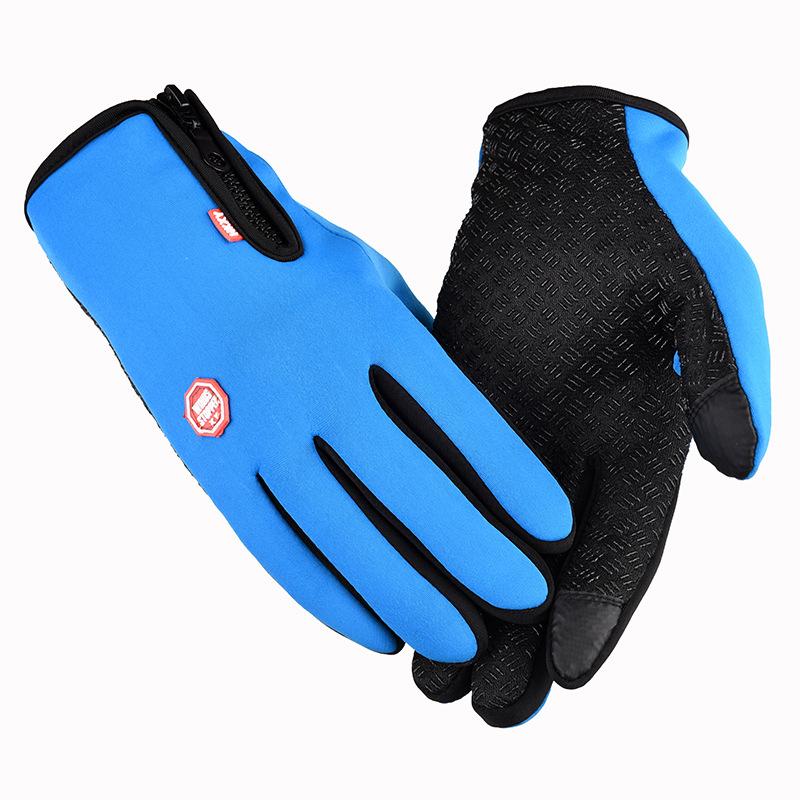 Winter Allfinger-Sport-Reithandschuhe mit Reißverschluss, rutschfeste und winddichte Fahrrad-Motorradhandschuhe