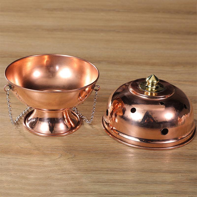 Hanging Incense Burner Red Copper Engraved Stupa Aromatherapy Stove Meditation Smoke Furnace Altars Decorative Multifunctional