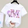 K Pop Demonjegere Barn Bomulls-t-skjorte Tegneserie Bokstav A-Z Kortermet T-skjorter Jenter Fritid Rund hals Topp Sommer Barneklær
