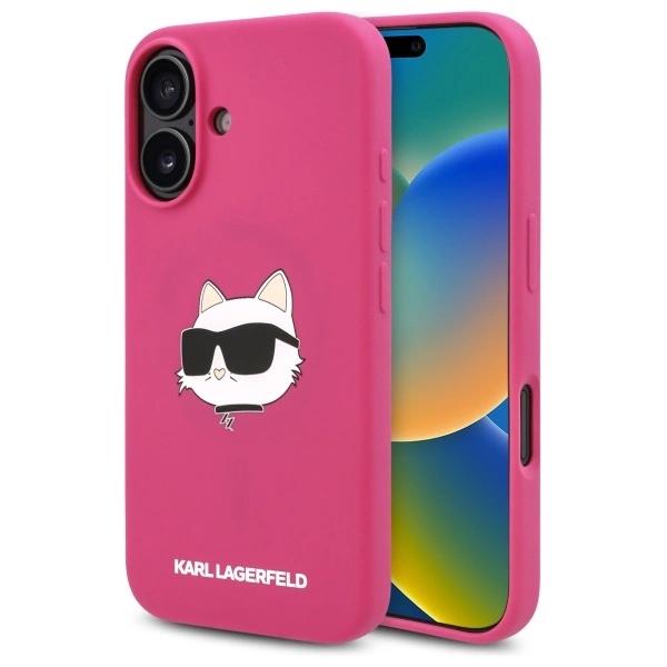 Karl Lagerfeld Klhmp16Sschpplf Iphone16 6.1 Fuksja/Fuschia Hardcase Silicone Choupette Head Print Magsafe