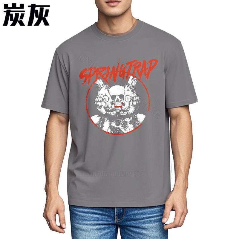 Unisexs Tshirt Quickdry Cheap Tshirt Springtrap Skull In Orange Circle Adult Minimalist Tshirt Minimalist Short Sleeve Shirt