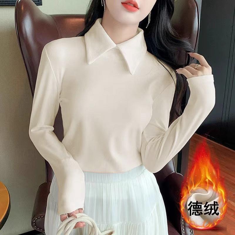 

Популярная рубашка-водолазка из немецкого бархата, теплая, с длинным рукавом, для осени и зимы, новая, универсальная, для ношения под низ 3XL