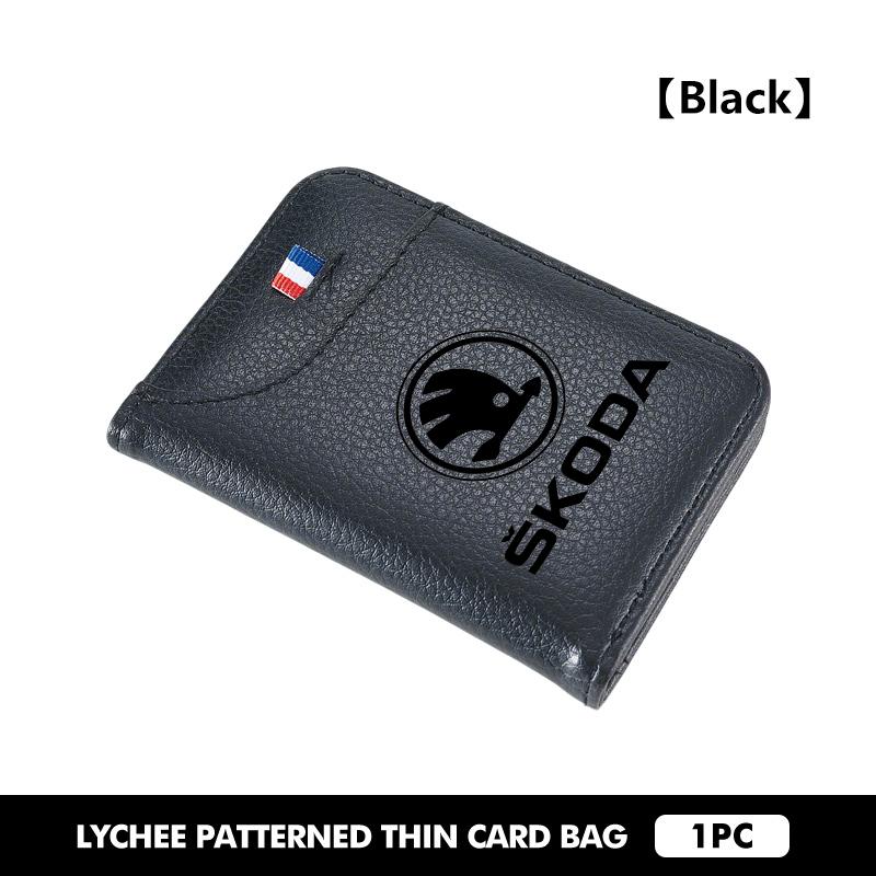 HAZJ3 Car Wallet Driver's Licence Insurance Card Holder Multi Pocket Wallet For Skoda S Kodiaq Octavia 2 3 Yeti Karoq Rapid Fabia VII