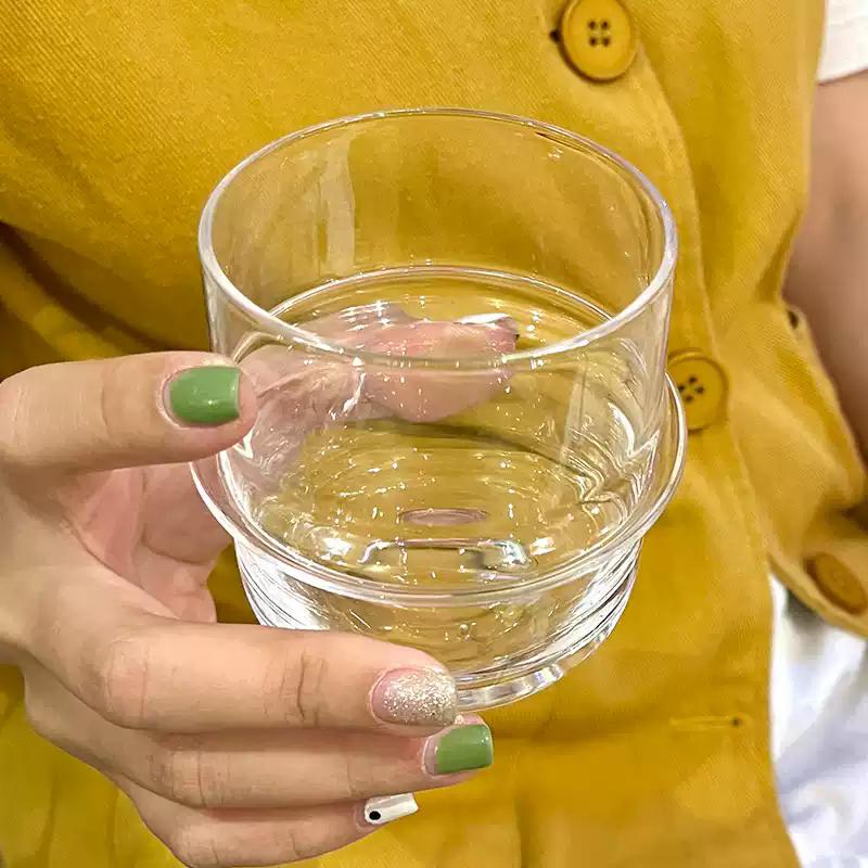 Ins Style Transparent Glass Coffee Cup with Bamboo Lid