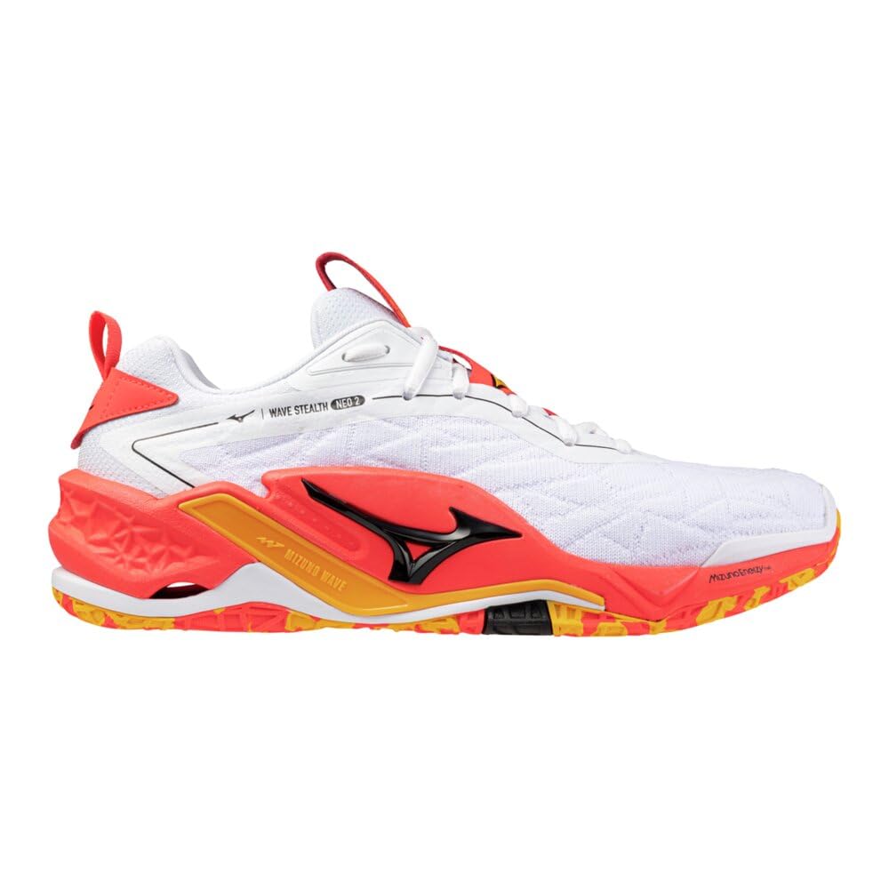 Mizuno Wave Stealth NEO 2 Tennis Shoes, White/Black/Orange, Size 23.0 cm, 2E