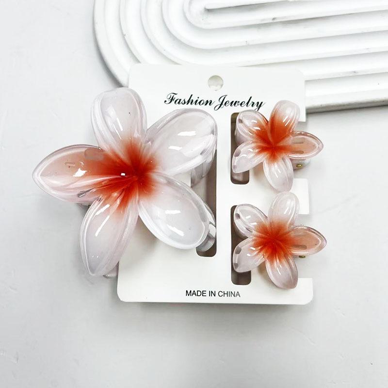 Sada skřipců do vlasů s frangipani: Květinové vlasové doplňky s imitací mramoru pro módní svátky