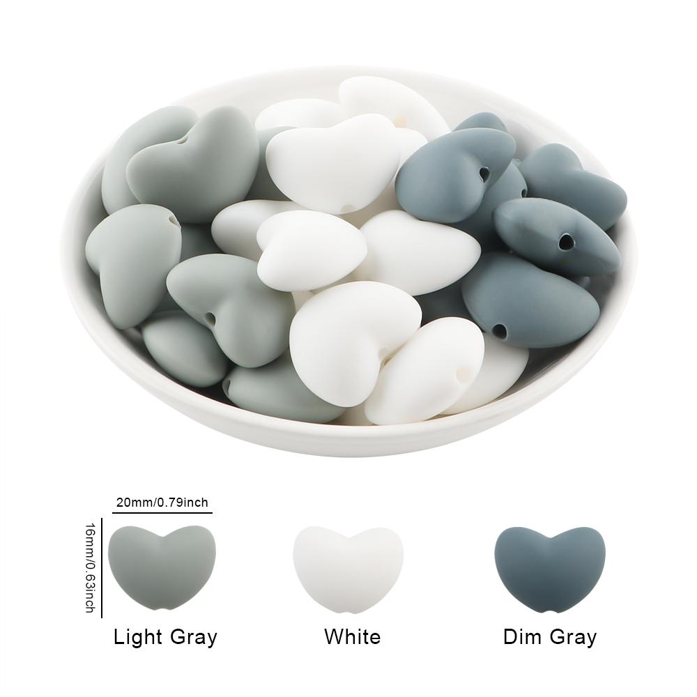 Kovict 21pcs Silicone Beads Heart Shape Charm For Jewelry Making Necklace Bracelets Accessories