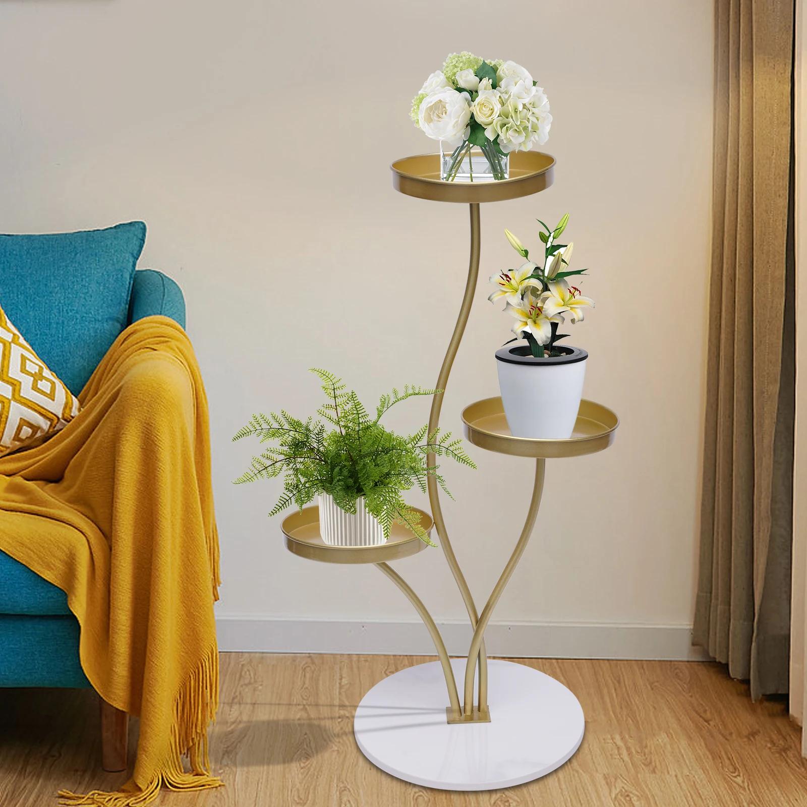 3 Tier Tall Corner Plant Stand for Indoor Home, Multi-Floor Flower Shelf Display Rack Holder, Space Saving Shelf Organizer Frame oro