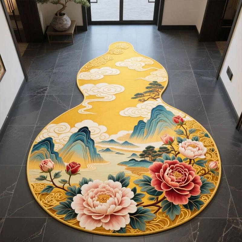

Chinese Gourd Shape Carpet Sofa Table Rug Living Room Home Decor Anti Slip Floor Mat Bedroom Bedside Soft Rug 50x80cm