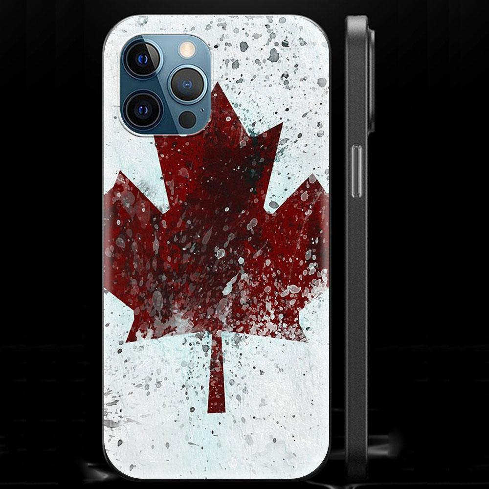 

Canada Canadian Flag CA Leaf Luxury Phone Case For iPhone 13 15 14 12 11 Pro MAX XR X SE XS 7 8 Plus Silicone Black Matte Cover iPhone 12 Pro