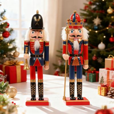 Hölzerne Nussknacker-Dekoration 30cm Handbemalter Soldat mit beweglichem Kiefer Weihnachten Kaminsims- & Baumschmuck Festliche Geschenke