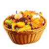 Halloween Decoration Set: Fake Pumpkins, Red Maple Leaves, Pine Cones, Acorns & Backdrop Props