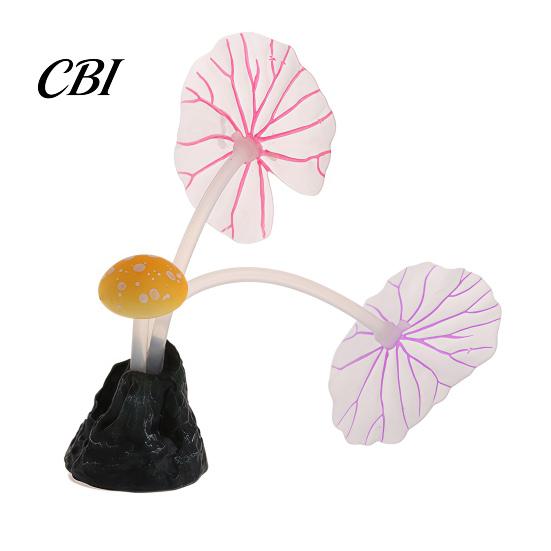 Lotus Leaf Fish Tank Accessory Aquarium Artificial Plant Ornament, Soft Silicone Leaves, Suction Cup Glow Decoration in The Dark Safe for Shrimp Decor