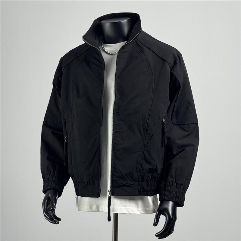 Men's Spring Japanese Style Jacket - Versatile and Stylish in Black and Deep Purple