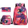 Large Capacity Schoolbag with Shoulder Strap; Student Three-piece Pencil Case Set
