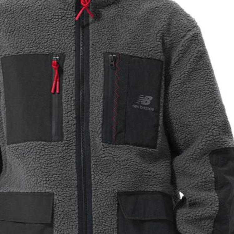 New Balance Men's New Balance Contrasting Colors Pocket Reversible Stand Collar Lamb's Wool Jacket Black AMJ21349-BK