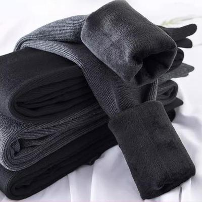 Women's Plus Velvet Thick Vertical Striped Leggings for Autumn/Winter - Warm Cotton Footed Pantyhose, Large Size