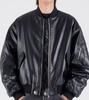 Button Seoul Minimal Vegan Leather Blouson Jacket (Black)