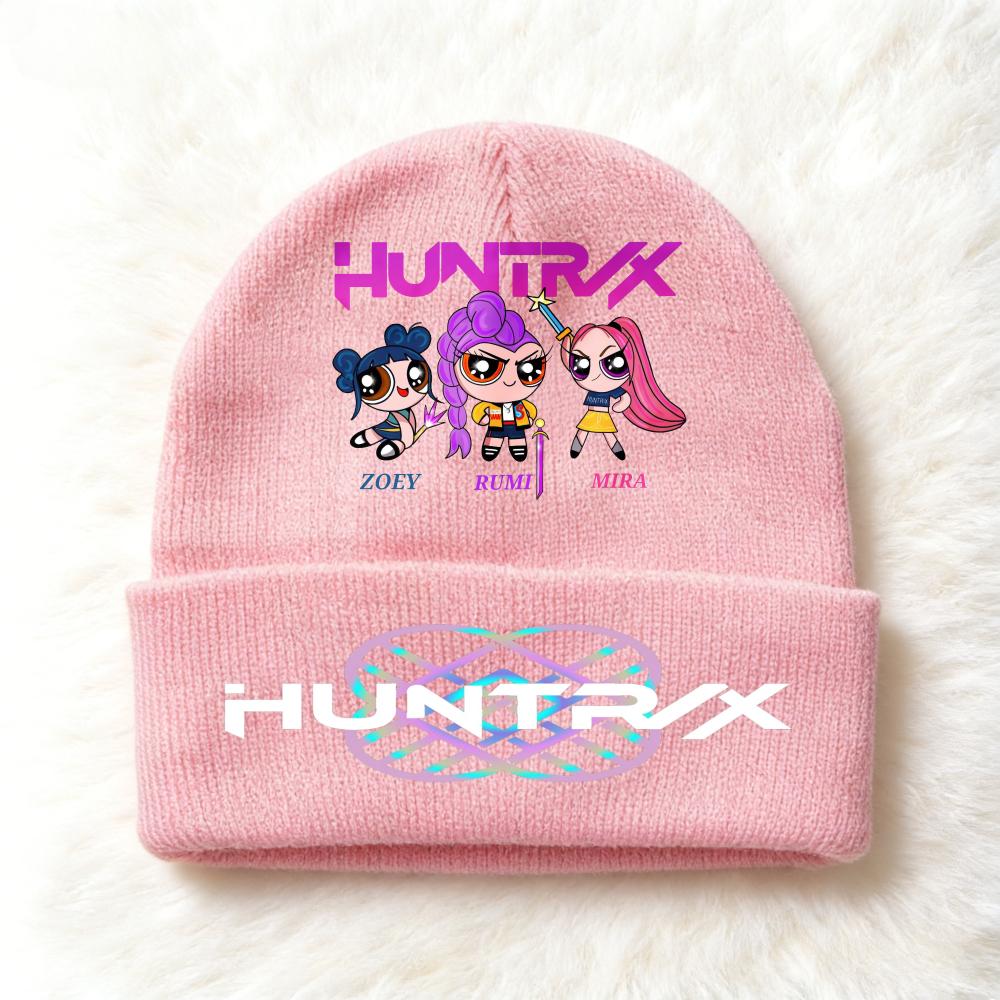 Berretto lavorato a maglia per bambini con stampa Anime Kpop Demon Hunters, Filato di lana, Stagione autunnale, Stagione fredda, Cappello alla moda per bambini, Copricapo, Abbigliamento