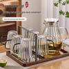 Handon Vertical Stripe Glass Tea Cup Set with 2L Pitcher