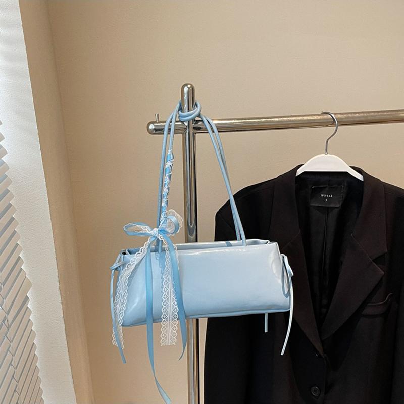 Spring New Simple Sweet Bow Ribbon Shoulder Bag Commuter and Leisure Versatile Underarm Bag for Women CLE