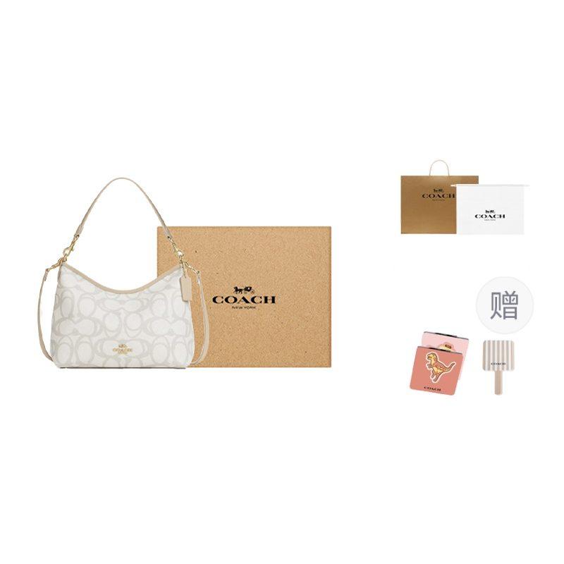 COACH LaurelSignature Coated Canvas Handbag, Shoulder Bag Large Women's Ecru CBH87-IMIVO