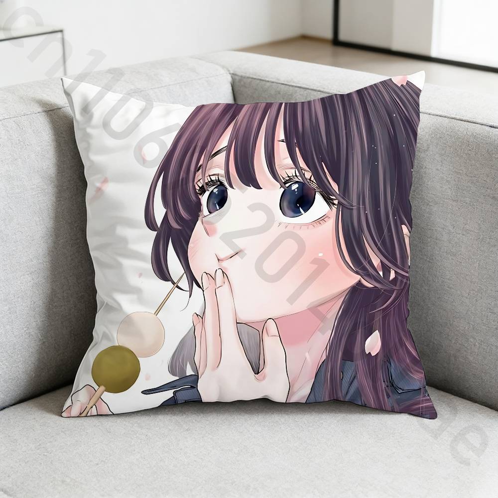 Waguri Anime Kaoruko Pillow Case Sofa Living Room Bedroom Headboard Backrest Cushion Square Cushion Nap Time