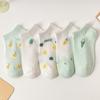 5Pairs Women's Spring and Summer New Short Cotton Socks Japanese Sweet Casual Cartoon Couple Boat Socks