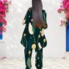 Women Plus Size Round Neck Long Sleeve Printed Layered Top And Long Pants Two Piece Set