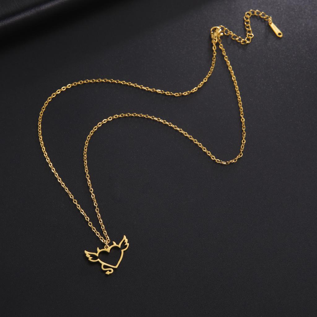 Devil Love Pendant Stainless Steel Necklace Men And Women Fashion Sweet Romantic Valentine's Day Gift Jewelry Gift