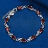 925 Sterling Silver 8-inch Exquisite Red Zircon Bracelet, Fashionable Women's Party Wedding Gift Jewelry Accessories